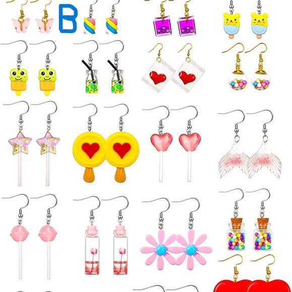 New 20 Pairs Cute Weird Earrings Funny Dangle Drop Earrings for Women Girls main image 7